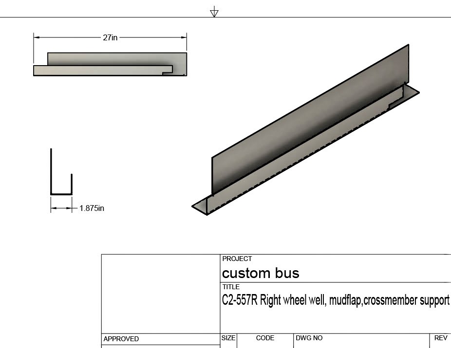 C2-557R Crossmember/Mudflap repair support