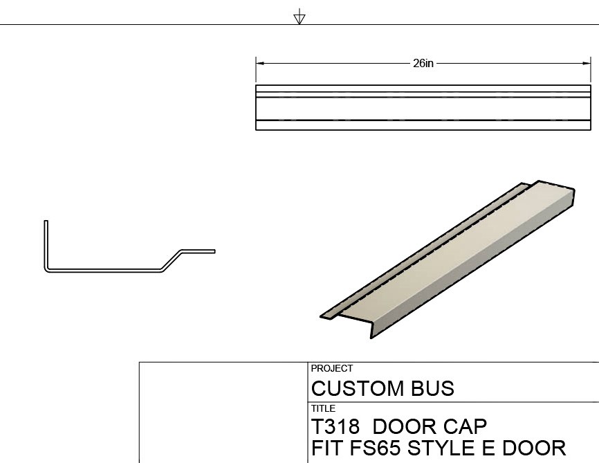 T318  E Door Repair Cap with window lip.