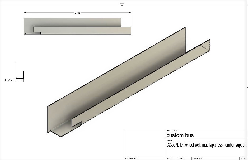 C2-557L Crossmember/Mudflap repair support